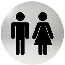Oznaczenie informacyjne na drzwi, piktogram WC - TOALETA, przyklejane, stal nierdzewna