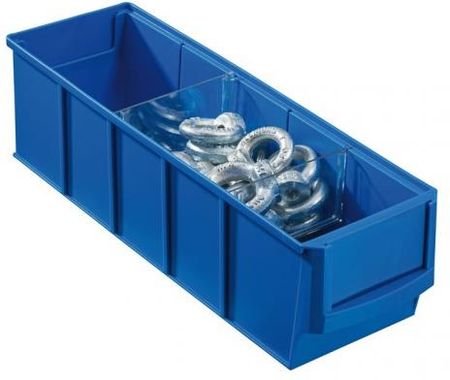 Plastikowy pojemnik do regału Shelfpoj., 91 x 300 x 81 mm, niebieski