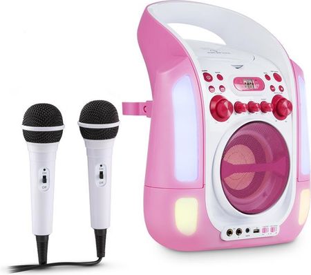 Auna Kara Illumina Zestaw Karaoke Cd Usb Mp3 Pokaz Świetlny Led 2 X Mikrofon Mobiny Pink