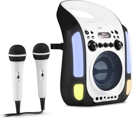 Auna Kara Illumina Zestaw Karaoke Cd Usb Mp3 Pokaz Świetlny Led 2 X Mikrofon Mobiny Czarny