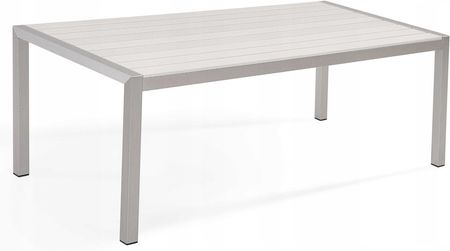 Beliani Stół ogrodowy 180 x 90 cm dla 6 osób aluminium sztuczne drewno biały Vernio