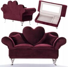 Zdjęcie SZKATUŁKA NA BIŻUTERIĘ SOFA BURGUNDOWA SERCE 25 CM - Bieruń