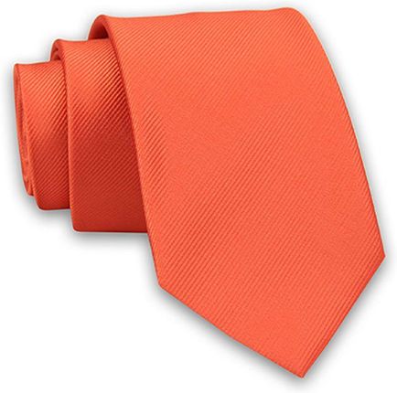Angelo Di Monti Pomarańczowy Elegancki Klasyczny Męski Krawat 7cm W Delikatne Prążki Kradm1766