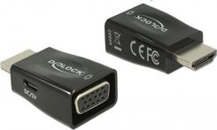 Adapter AV Delock ADAPTER HDMI(M)->VGA(F)+USB MICRO(F) CZARNY MINI ROZMIAR DELOCK