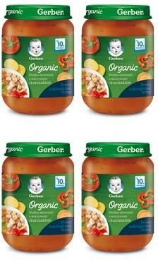 Gerber Organic Obiadek Słodkie Ziemniaki Z Warzywami I Kurczakiem dla niemowląt po 10 Miesiącu 4x190g