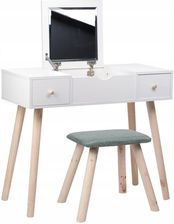 Zdjęcie Beauty System Toaletka Biała Astrid Lustro 2 Szuflady + Taboret - Wałbrzych