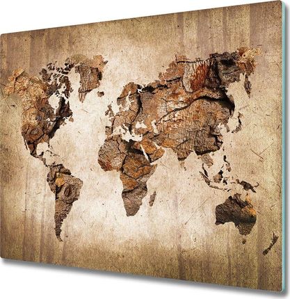 Tulup Deska do krojenia kuchenna Mapa świata drewno 60x52cm (PLDK60X52NN54299109)