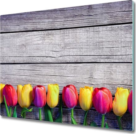 Tulup Deska do krojenia kuchenna Tulipany na drewnie 60x52cm (PLDK60X52NN103218042)