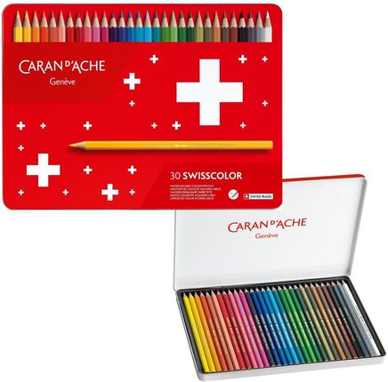 Caran d’Ache Kredki ołówkowe sześciokątne Swisscolor Aquarelle z efektem akwareli 30 sztuk mix kolorów