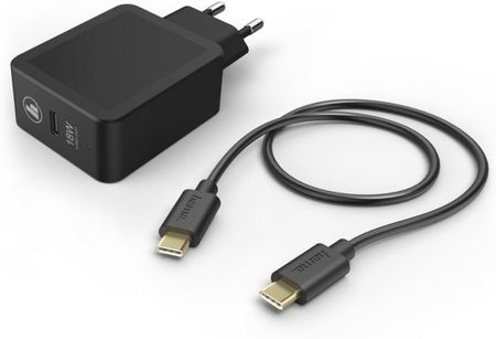Hama USB Type-C Gniazdo (PD) 3A 18W + kabel Type-C 1,5 czarna (183326)
