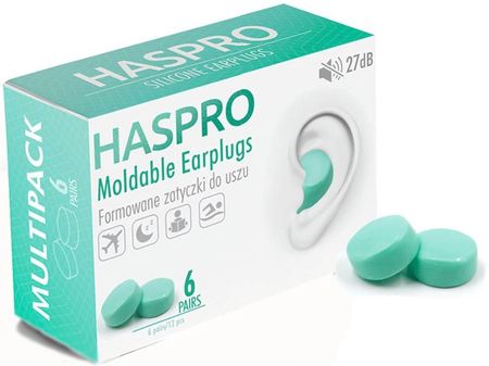 Haspro MOLD 6P Formowane zatyczki do uszu wielokrotnego użytku 6 par