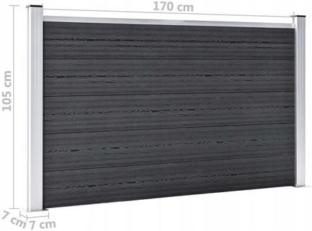 VIDAXL SZARE PANELOWE OGRODZENIE WPC 699X106CM 3053249 - zdjęcie 4