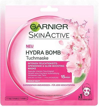 Garnier Hydra Bomb Sakura Nawilżająca Maska Na Tkaninie Z Ekstraktem Kwiatu Wiśni I Kwasem Hialuronowym 32G