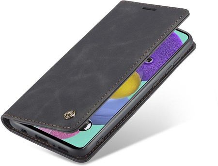 Caseme Etui z klapką Leather Wallet Case do Samsung Galaxy A51 - Black - Czarny