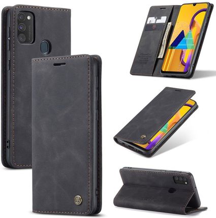 Caseme Etui z klapką Leather Wallet Case do Samsung Galaxy M21/M31 - Black - Czarny
