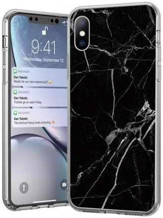 Wozinsky Marble żelowe etui pokrowiec marmur Xiaomi Mi Note 10 Lite czarny (57029)