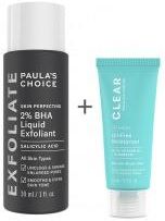 Paulas Choice Skin Perfecting 2% Bha Liquid + Clear Oil Free Moisturizer Zestaw Płyn Złuszczający Z 2% Kwasem Salicylowym 30 Ml + Lekki Beztłuszczowy