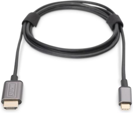 DIGITUS KABEL ADAPTER DIGITUS HDMI 4K 30HZ NA USB TYP C 3.1 METALOWA OBUDOWA HQ CZARNY 1.8M CZARNO-SREBRNY (DA70821)