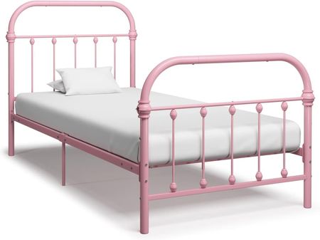 Rama łóżka różowa metalowa 100x200 cm