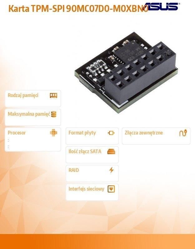 Asus TPM-SPI (90MC07D0M0XBN0) - zdjęcie 1 Asus TPM-SPI (90MC07D0M0XBN0)