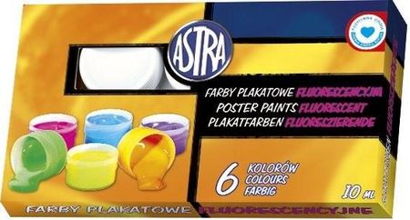 Astra Farby plakatowe fluorescencyjne 6 kolorów kolor: mix 10 ml 6 kol.
