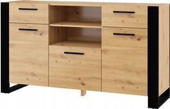 KOMODA NUKA C 155 CM DĄB ARTISAN CZARNA STOJĄCA