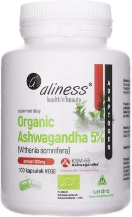 Aliness Medicaline Organiczna Ashwagandha 5% 100Kaps.