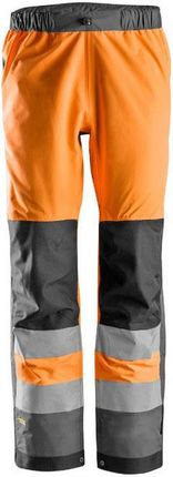 Snickers Workwear 6530 Spodnie Przeciwdeszczowe Odblaskowe Shell En 20471/2 Pomarańczowy Odblaskowy S