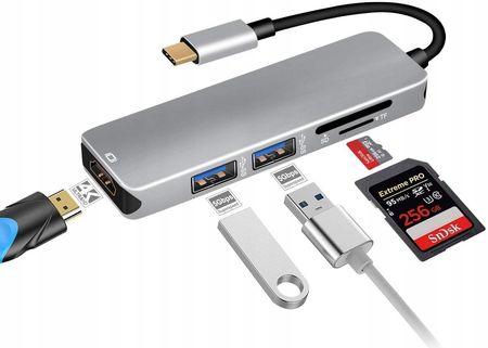 SWIATKABLI HUB USB-C 3.1 KONWERTER 2X USB 3.0 HDMI CZYTNIK SD  (2A40230)