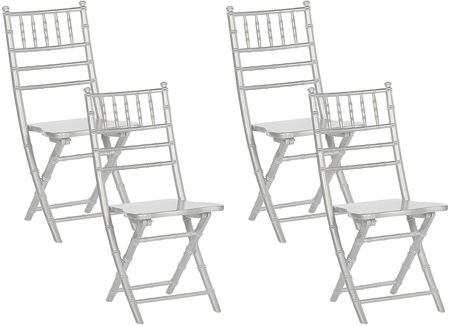 Beliani Zestaw 4 krzeseł drewnianych składanych bukowych srebrnych Machias