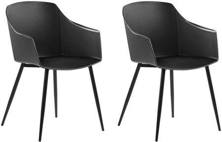 Beliani Minimalistyczny zestaw 2 krzeseł plastikowych metalowe nogi czarny Fonda