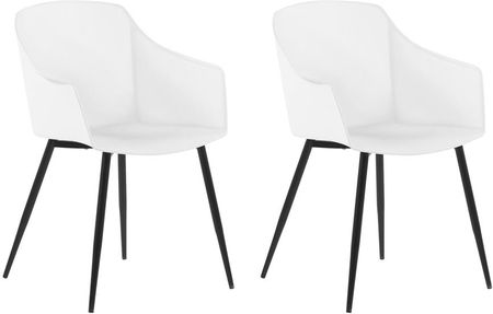 Beliani Minimalistyczny zestaw 2 krzeseł plastikowych czarne metalowe nogi biały Fonda