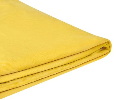 Beliani Pokrowiec na łóżko wymienne obicie 160 x 200 cm żółty welurowy Fitou