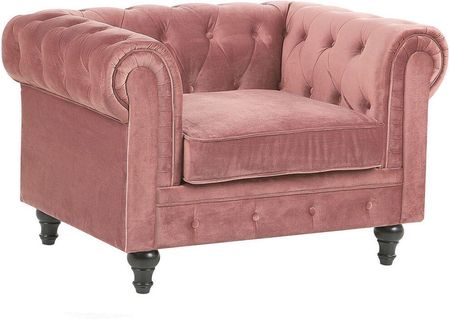 Beliani Nowoczesny fotel tapicerowany welur pikowany różowy Chesterfield