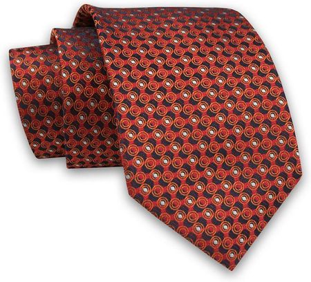 Czerwono-Pomarańczowy Elegancki Męski Krawat -ALTIES- 7cm, Stylowy, Klasyczny, Wzór Geometryczny KRALTS0509