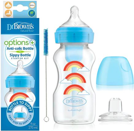 DR BROWN'S Options+ Zestaw Od butelki do kubka z szeroką szyjką niebieski 1szt.