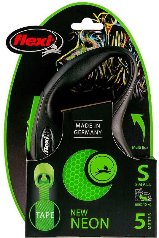 Flexi Smycz Automatyczna New Neon S Taśma 5M Zielony - zdjęcie 1 Flexi Smycz Automatyczna New Neon S Taśma 5M Zielony