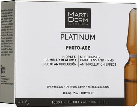 Martiderm Veido Odos Serumas Ampulės Su Vitaminu C Platinum Photo Age 10x2 ml