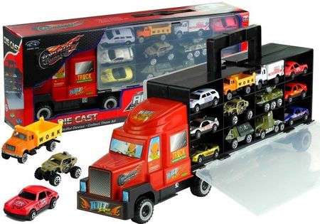 Lean Toys Duża Ciężarówka z Resorakami Walizka 12 Autek