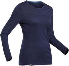 Zdjęcie Forclaz Koszulka Trekkingowa Travel 500 Merino Damska Niebieski - Łódź