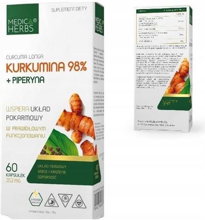 Medica Herbs Kurkumina 98% + piperyna 60kaps.