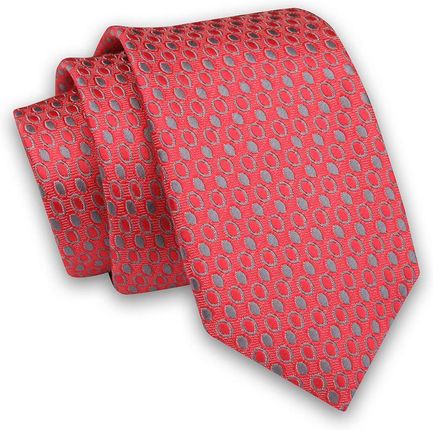 Czerwono-Szary, Malinowy Elegancki Męski Krawat -Angelo di Monti- 6 cm, w Koła, Kółka, Geometryczny KRADM1786