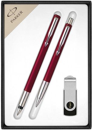 Komplet Parker Vector Pióro wieczne +Długopis +USB czerwony