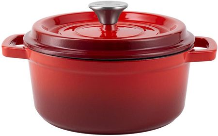 Verstore Retro Garnek Żeliwny Z Pokrywką Vintage Cuisine Czerwony Ombre 2,2L