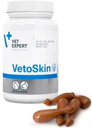 Vet Expert Vetoskin preparat na skórę i sierść dla psów i kotów 60kaps.