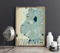 PLAKAT, NOWY JORK - ARTYSTYCZNA MAPA - Plakaty handmade