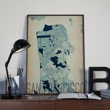 PLAKAT, SAN FRANCISCO - ARTYSTYCZNA MAPA - Plakaty handmade