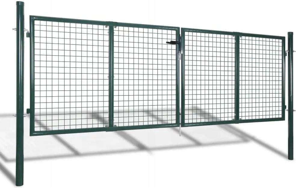 Brama Ogrodzeniowa Stalowa 306x150 cm Zielona - zdjęcie 3 Brama Ogrodzeniowa Stalowa 306x150 cm Zielona