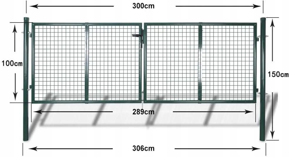 Brama Ogrodzeniowa Stalowa 306x150 cm Zielona - zdjęcie 1 Brama Ogrodzeniowa Stalowa 306x150 cm Zielona