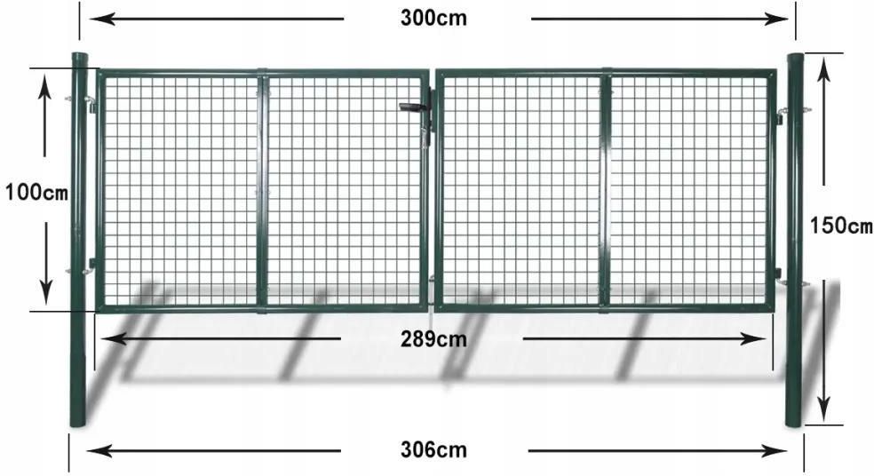 Brama Ogrodzeniowa Stalowa 306x150 cm Zielona